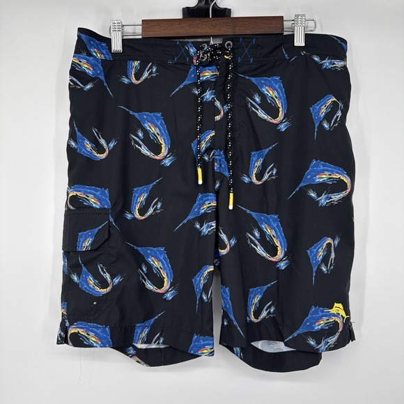 Tommy Bahama Other - Tommy Bahama Mens Artist Series Swordfish Tropical Cargo Swim Trunks Lined Large
